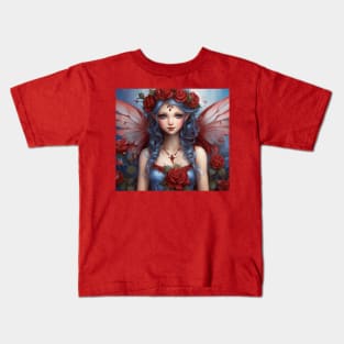 Valentine Fairy with Red Roses and Wings Kids T-Shirt